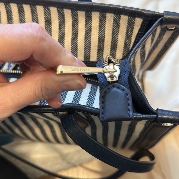Kate spade navy and cream striped canvas bag - Picture 14 of 17